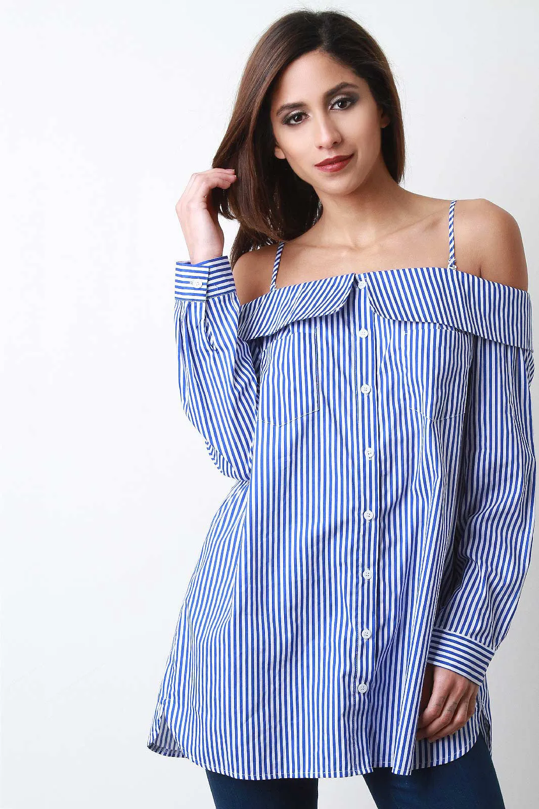 Bardot Button-Up Shift Shirt