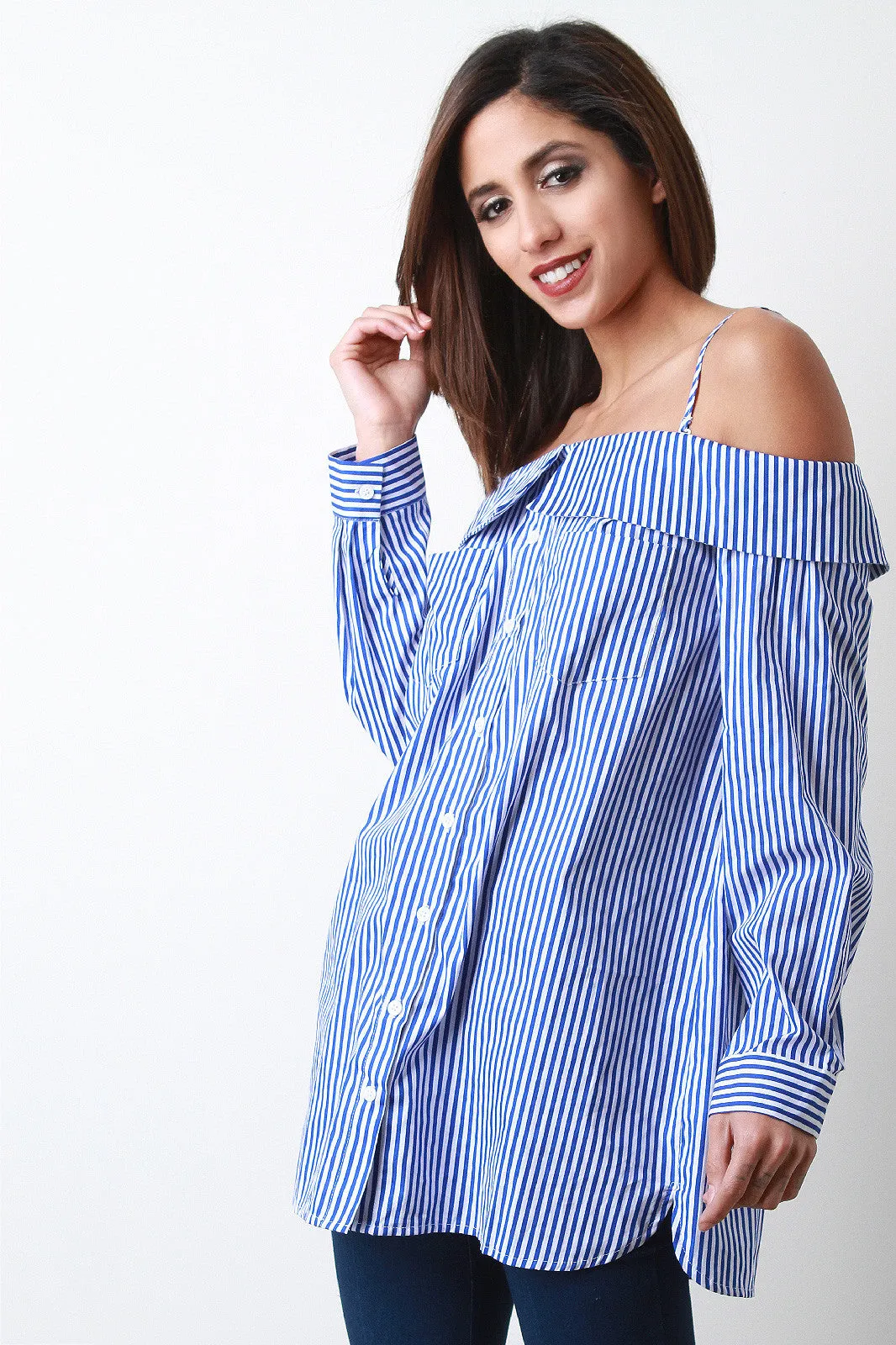 Bardot Button-Up Shift Shirt