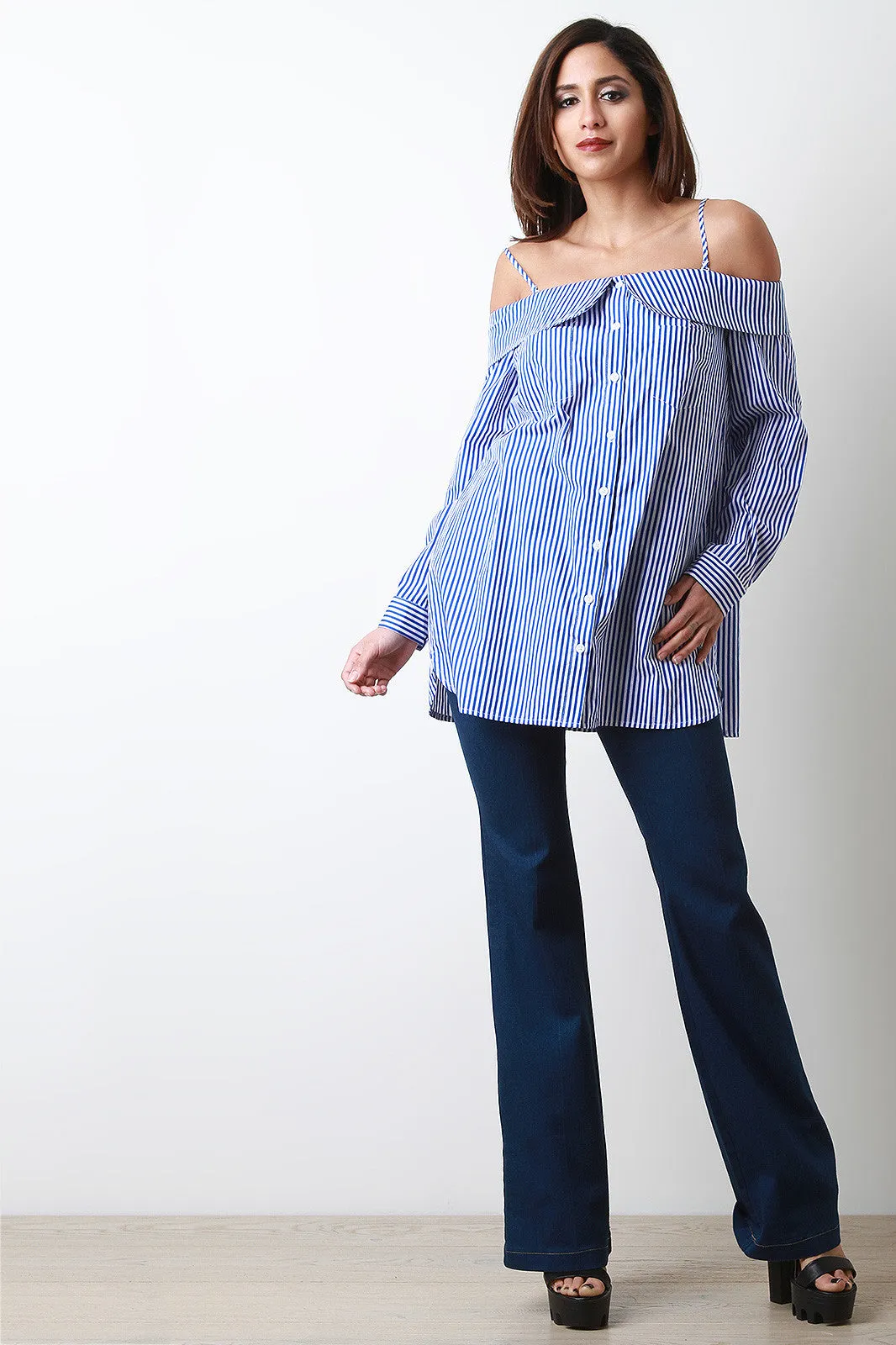 Bardot Button-Up Shift Shirt