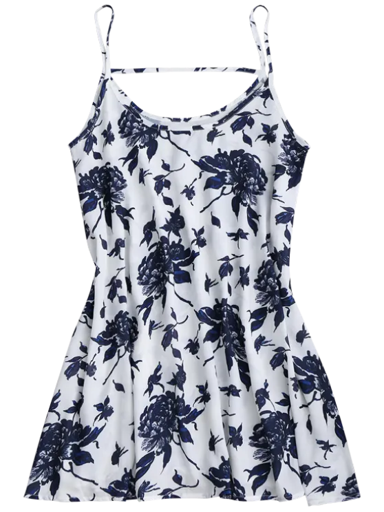 BerryBetty - Beautiful Spaghetti Straps Floral Chiffon Flowy Dress