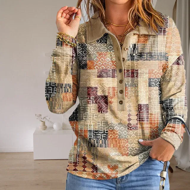 BerryBetty - Casual Geometric Print Sweatshirt