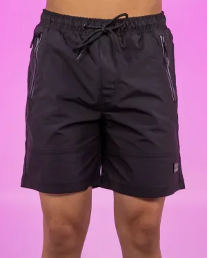 Black 7" Inseam Men's Shorts w/ Reflective Zipper Trims