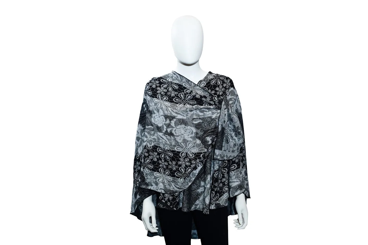 Black  & Grey Reversible Cashmere Shawl