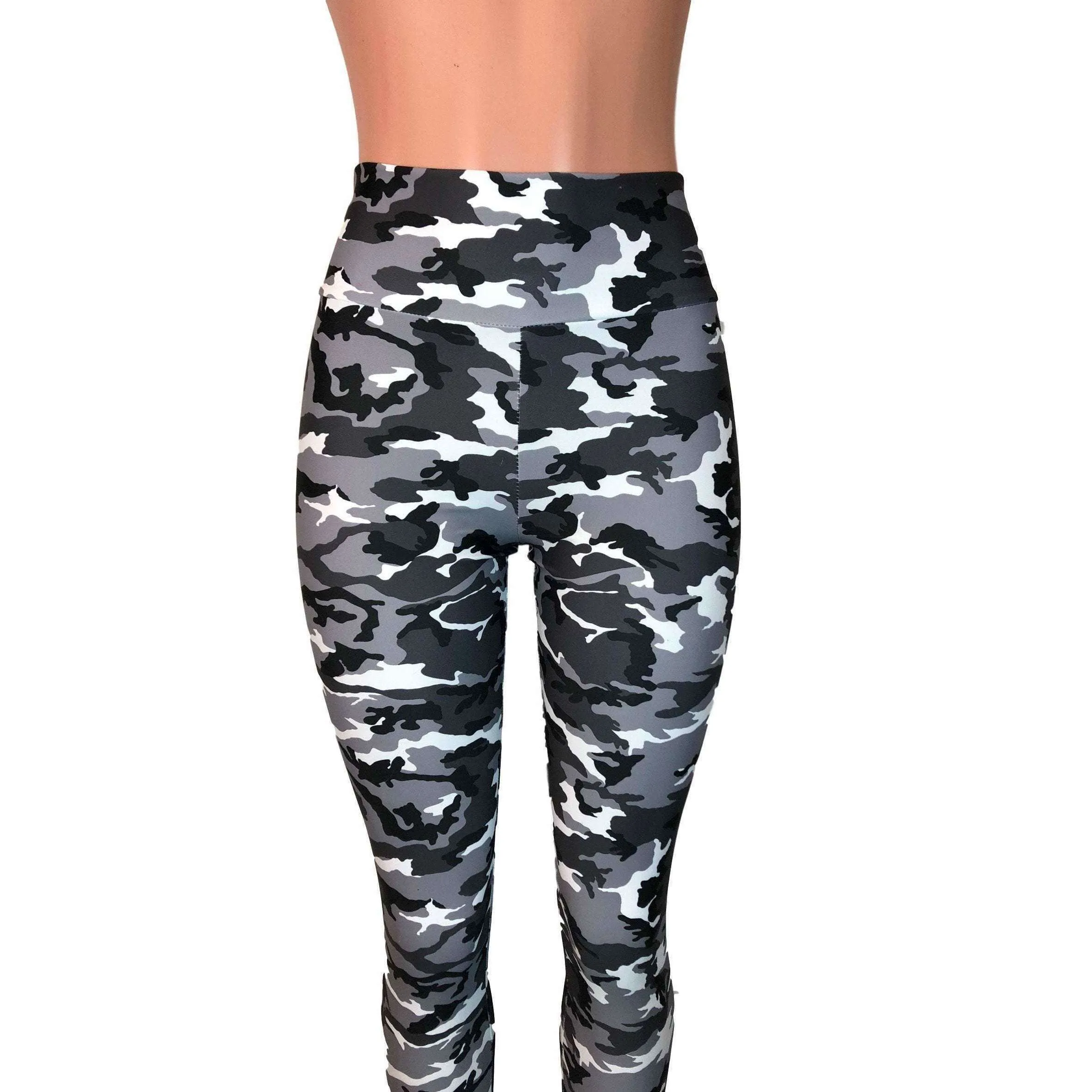 Black & White Camo Camouflage High Waist Leggings Pants