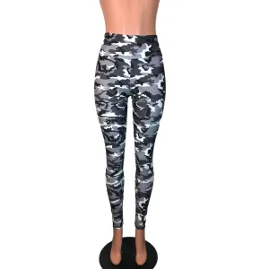 Black & White Camo Camouflage High Waist Leggings Pants