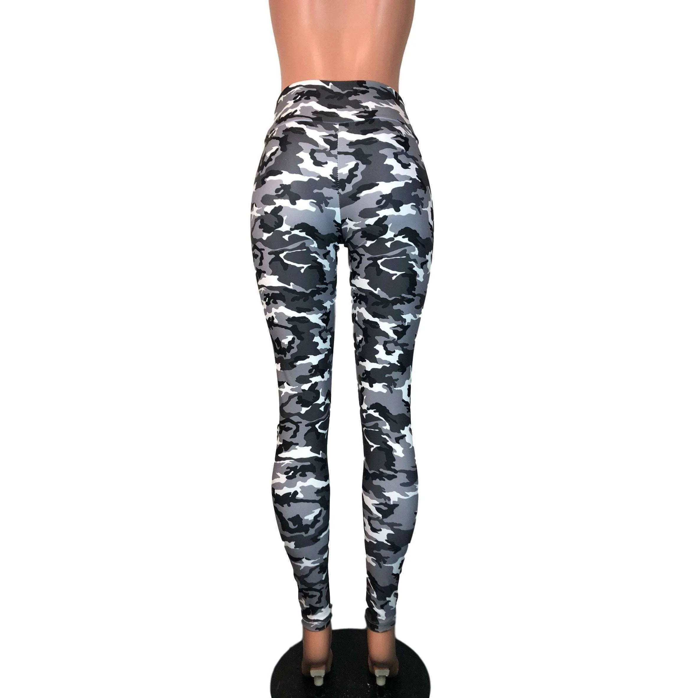 Black & White Camo Camouflage High Waist Leggings Pants