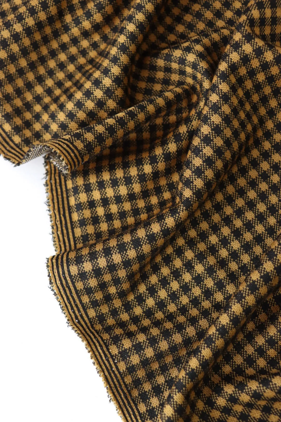 Black & Yellow 1/4" Gingham Yarn Dyed Jacquard Knit