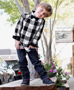 Black and White Plaid Button Down