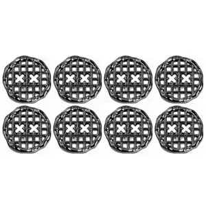 Black Color Metal Buttons with Grid Openwork Design(Pack of 8 Buttons)