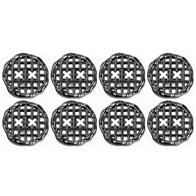 Black Color Metal Buttons with Grid Openwork Design(Pack of 8 Buttons)