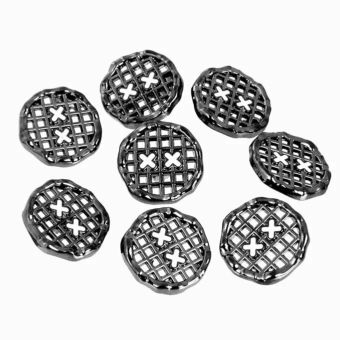 Black Color Metal Buttons with Grid Openwork Design(Pack of 8 Buttons)