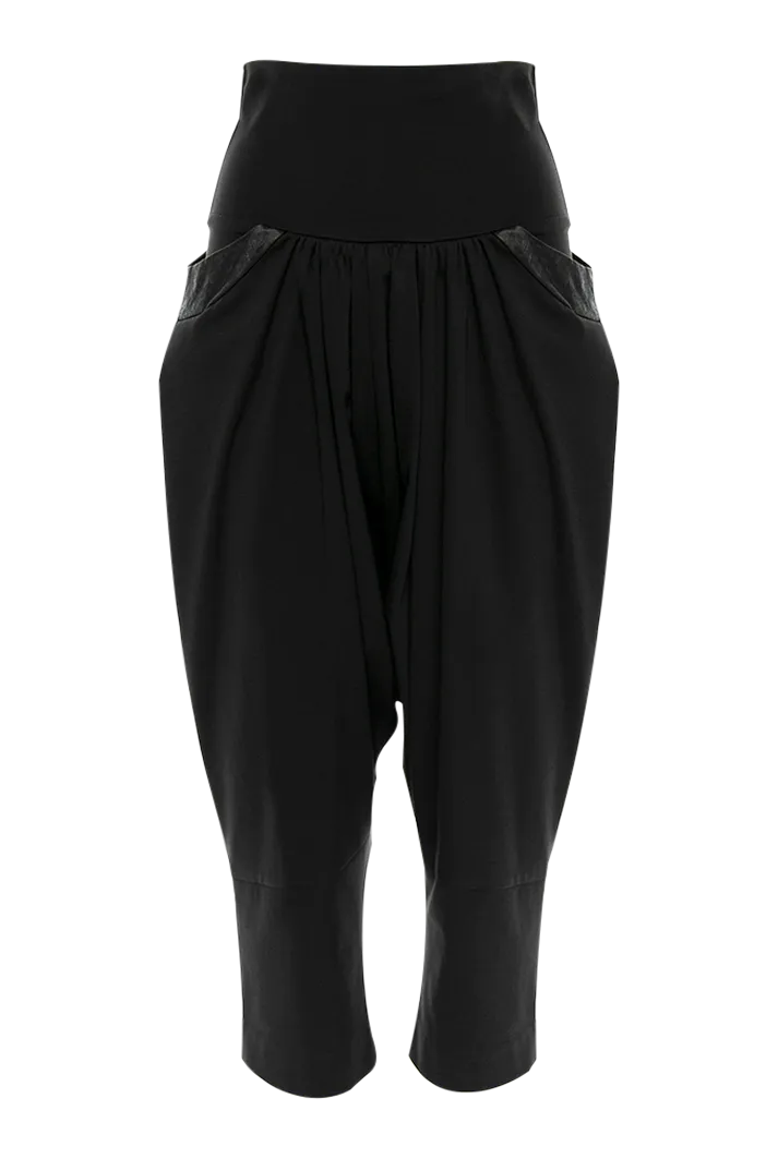 Black Drop Crotch Jersey Pants