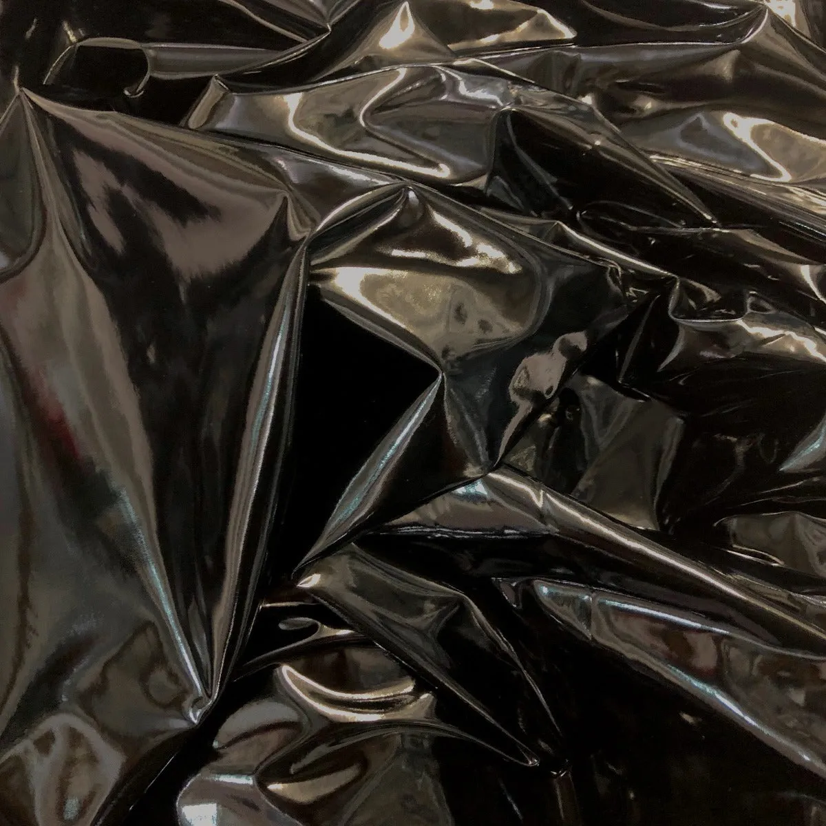 Black Liquid Shiny Vinyl Spandex Fabric