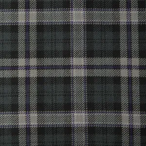 Black Scottish Caledonian Tartan Check 100% Wool