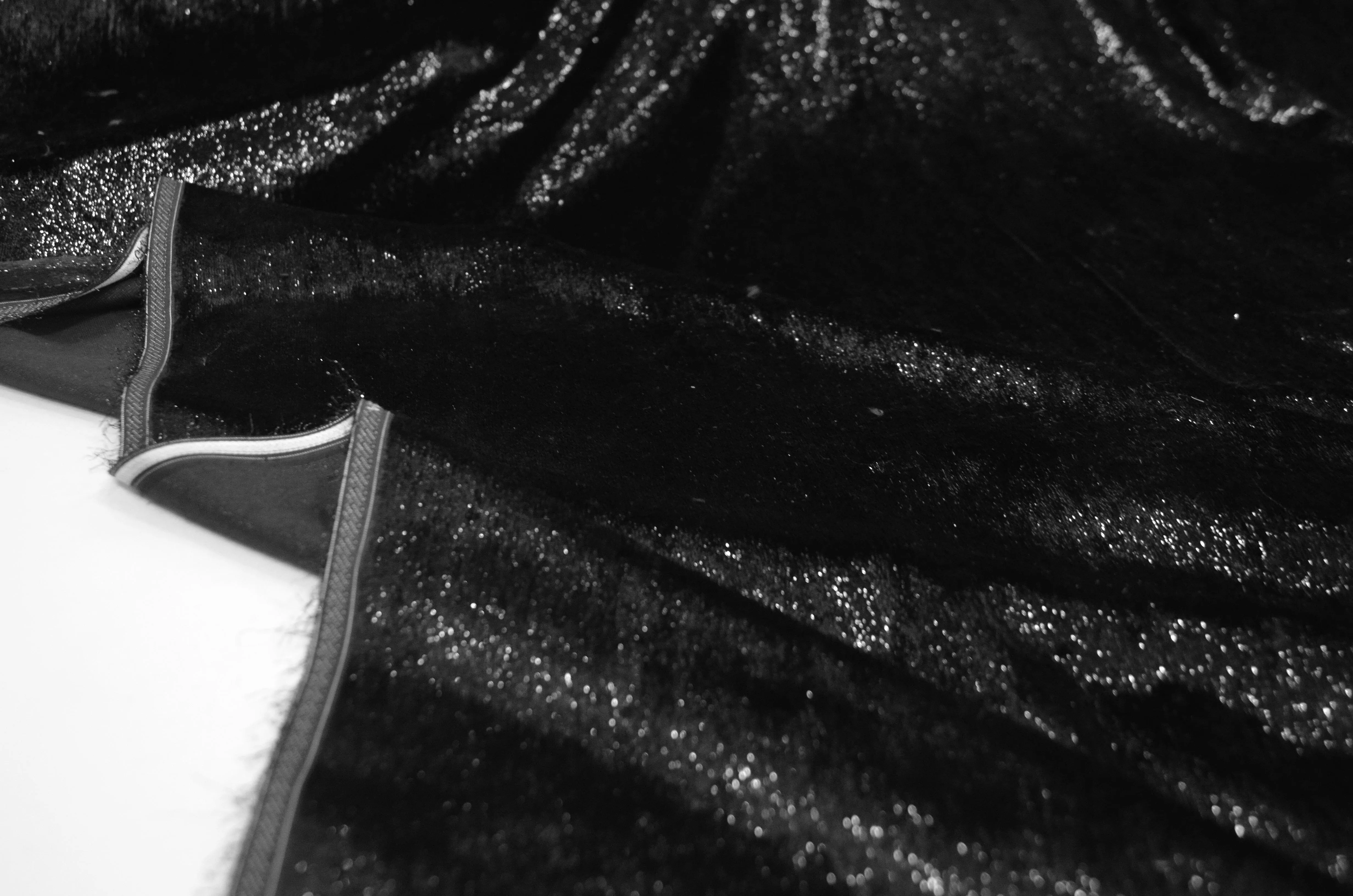 Black Silky Velvet with Metallic Lurex | 52" Wide | Polyester Super Soft Lurex Velvet | Soft Metallic Velvet for Dresses, Clothing, Skirts, Costume |