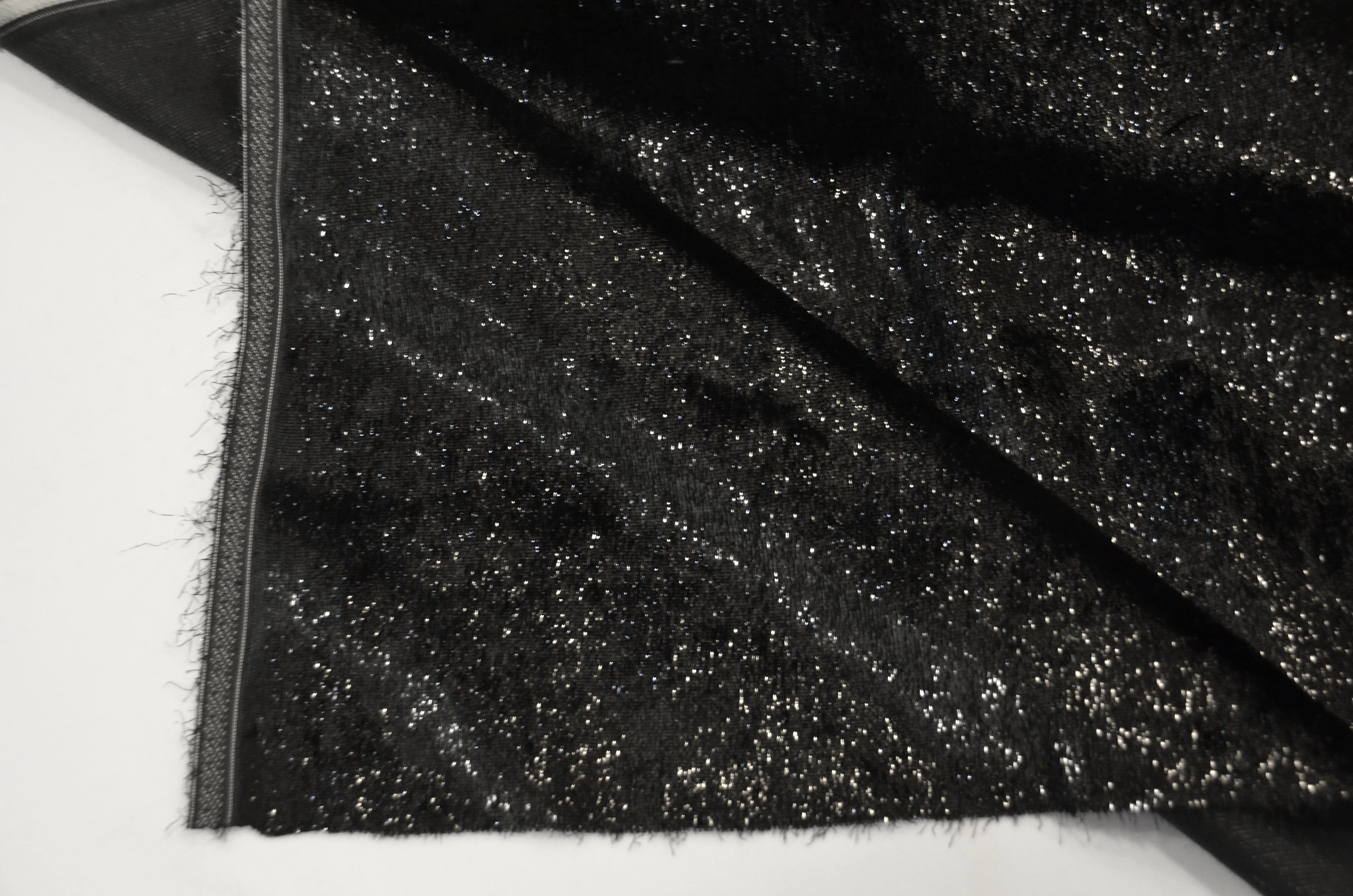 Black Silky Velvet with Metallic Lurex | 52" Wide | Polyester Super Soft Lurex Velvet | Soft Metallic Velvet for Dresses, Clothing, Skirts, Costume |