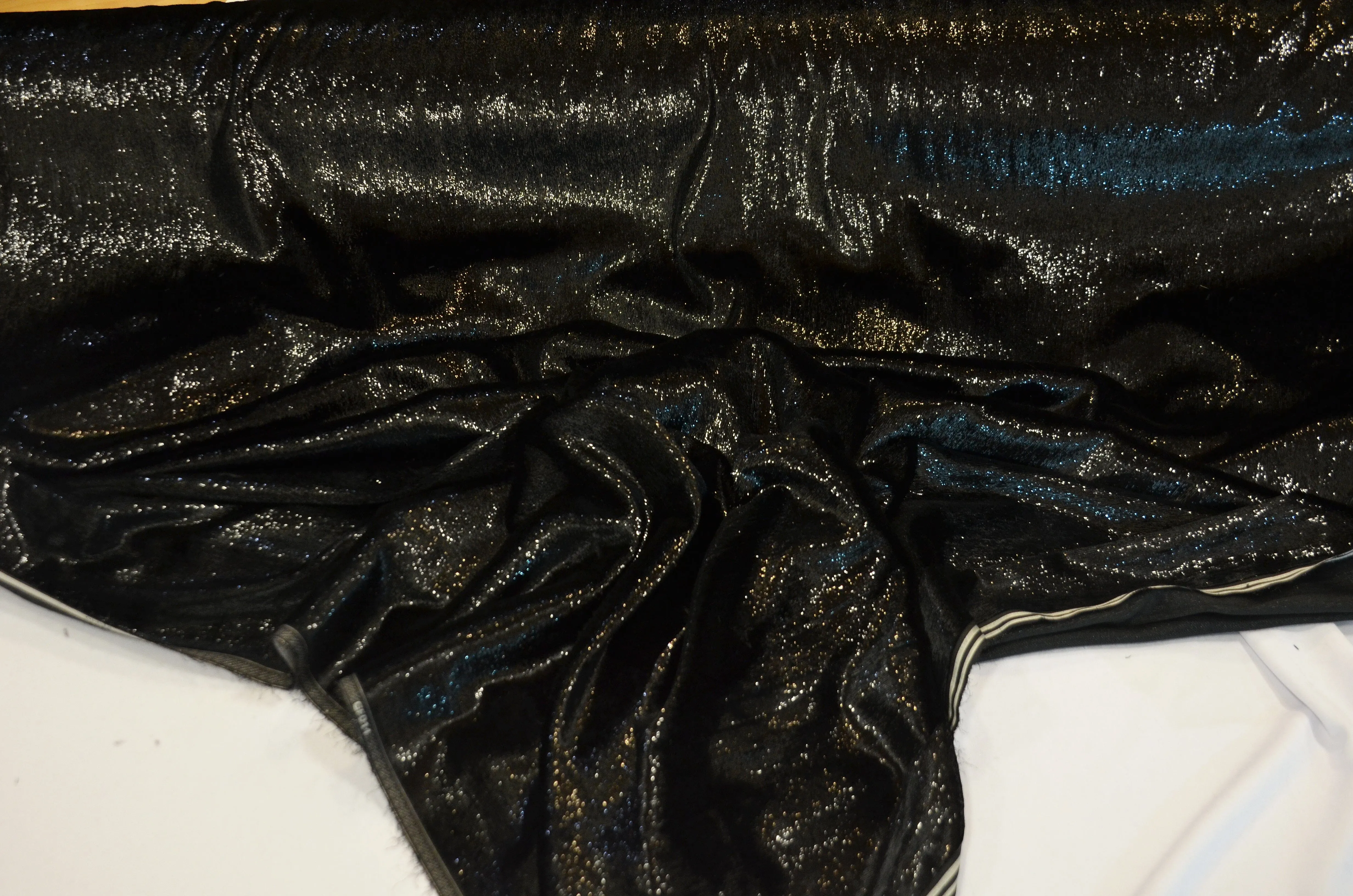 Black Silky Velvet with Metallic Lurex | 52" Wide | Polyester Super Soft Lurex Velvet | Soft Metallic Velvet for Dresses, Clothing, Skirts, Costume |