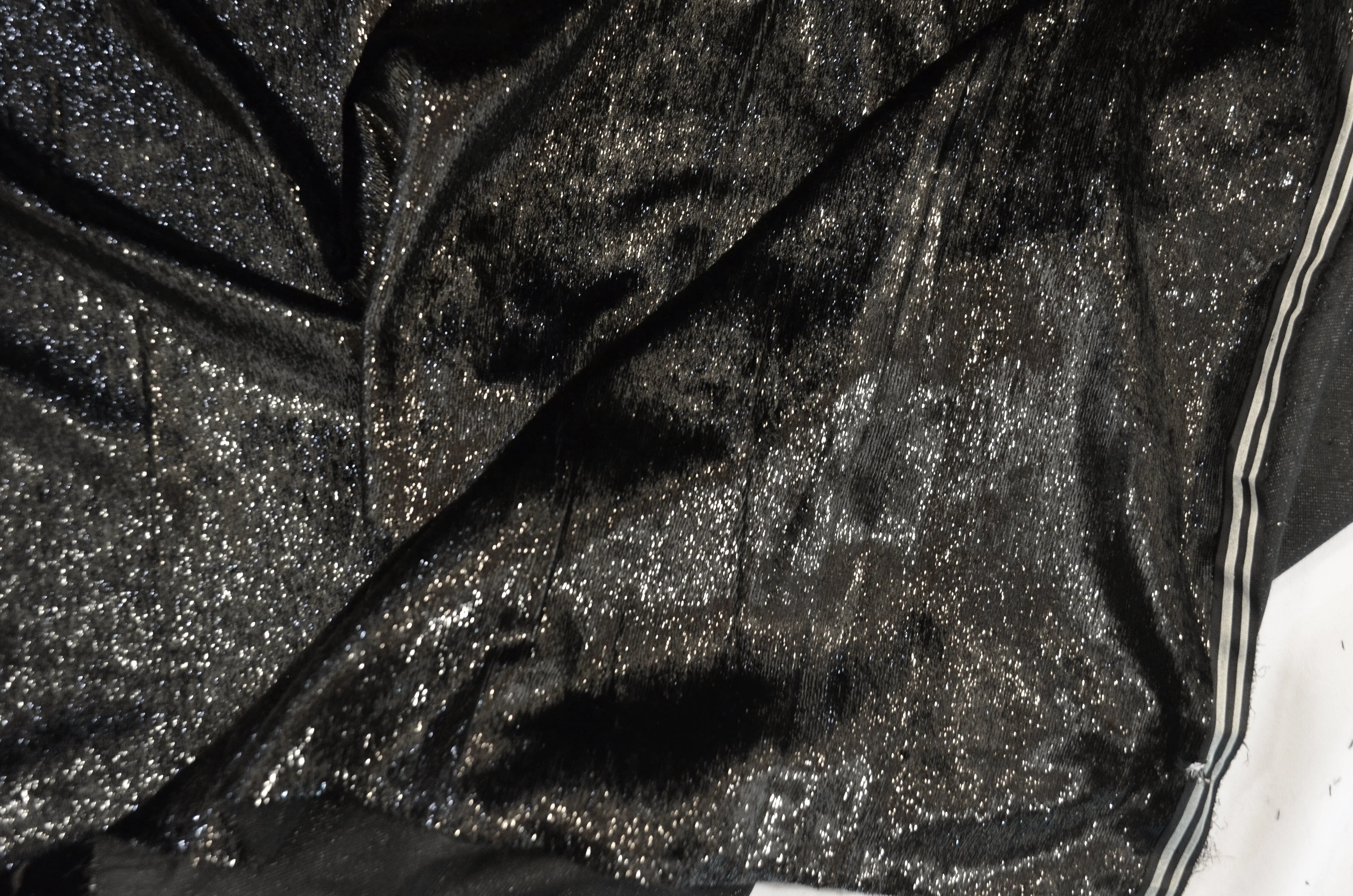 Black Silky Velvet with Metallic Lurex | 52" Wide | Polyester Super Soft Lurex Velvet | Soft Metallic Velvet for Dresses, Clothing, Skirts, Costume |