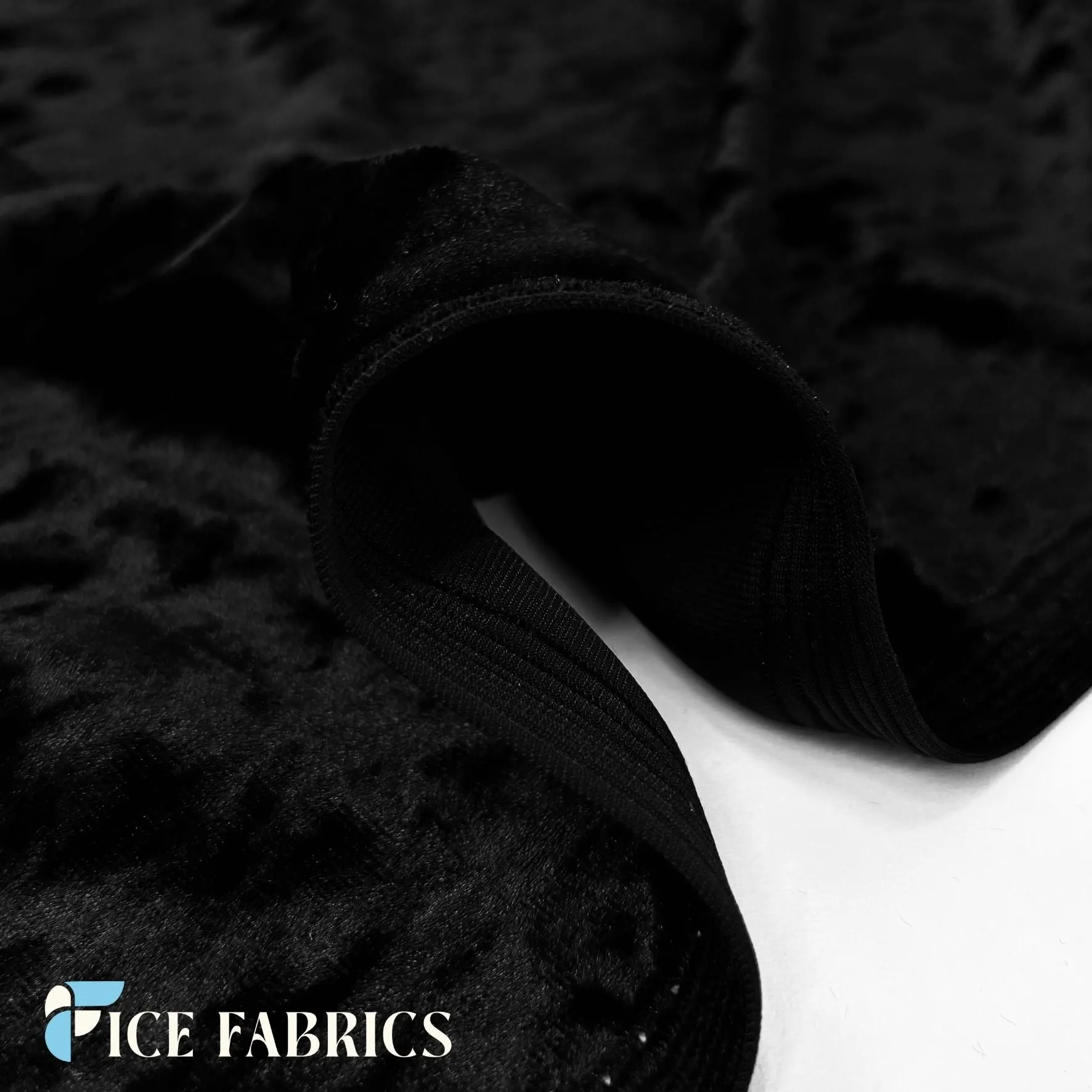 Black Stretch Crushed Velvet Fabric