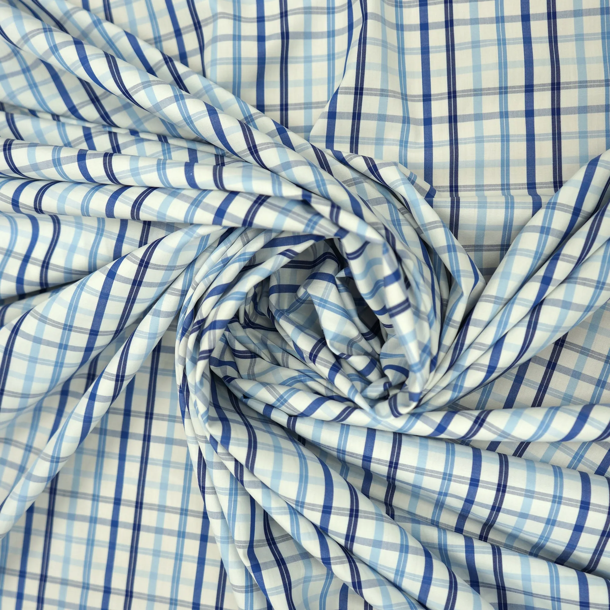 Blue Sky Plaid Italian Cotton Shirt Fabric