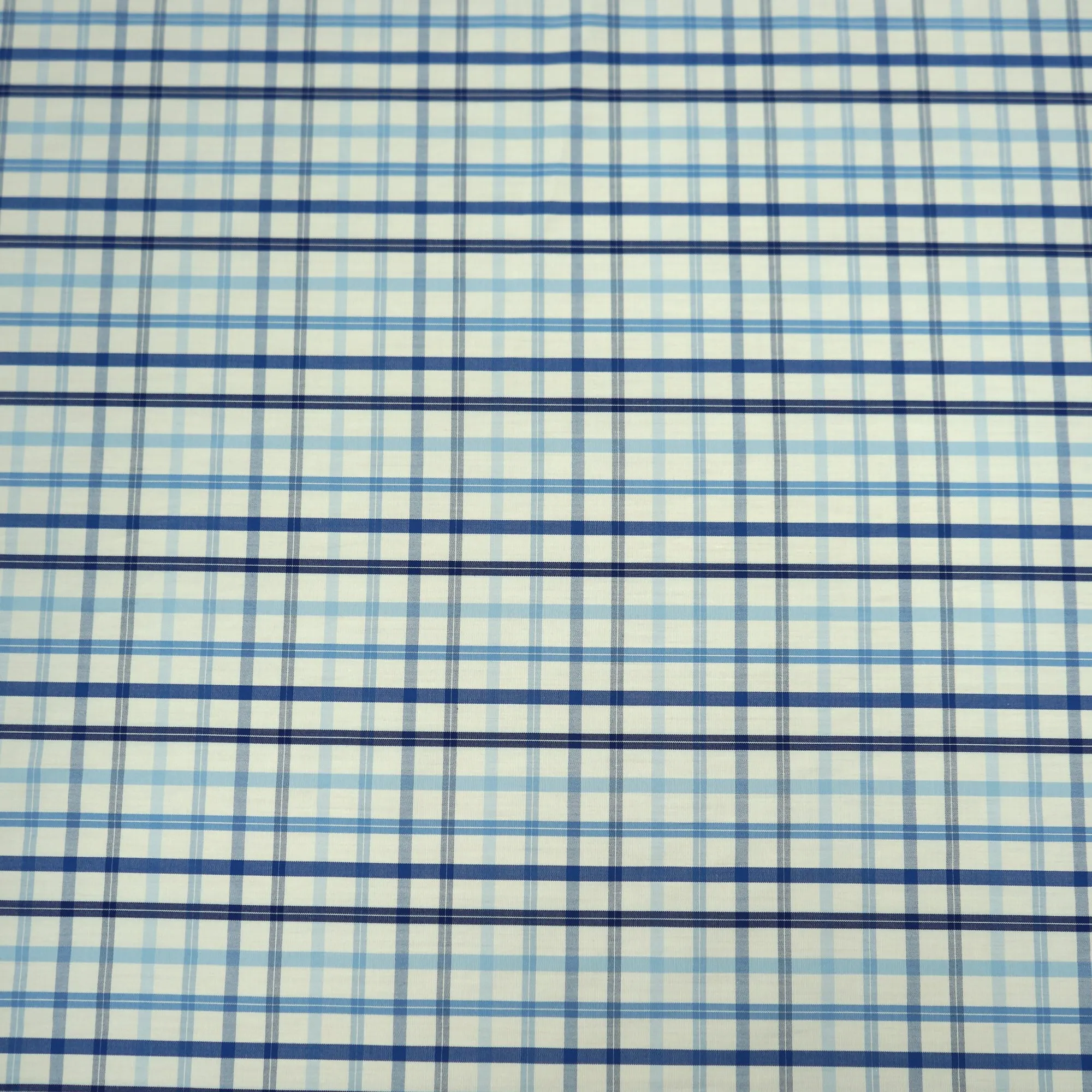 Blue Sky Plaid Italian Cotton Shirt Fabric