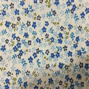 Blue Small Floral Print Poly Cotton Fabric