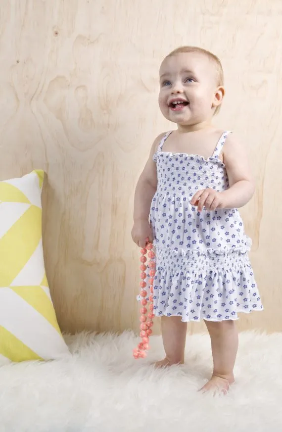 Brava Bambini Smocked Sundress - Blue Flower Print