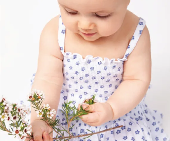 Brava Bambini Smocked Sundress - Blue Flower Print