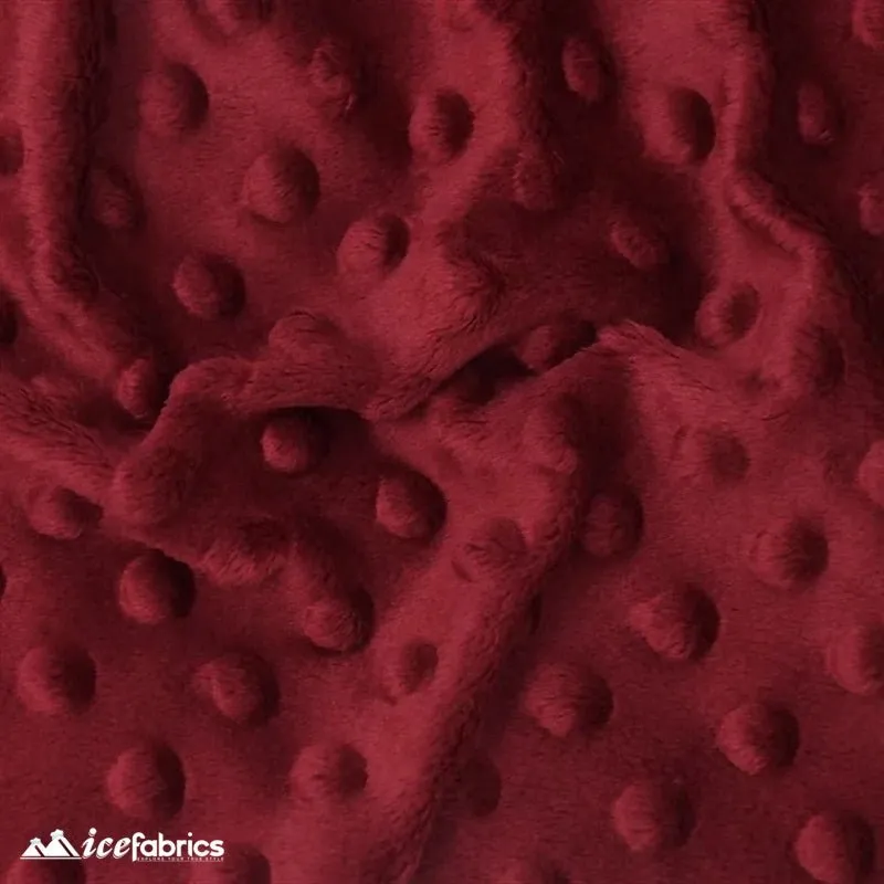 Burgundy Dimple Polka Dot Minky Fabric / Ultra Soft /