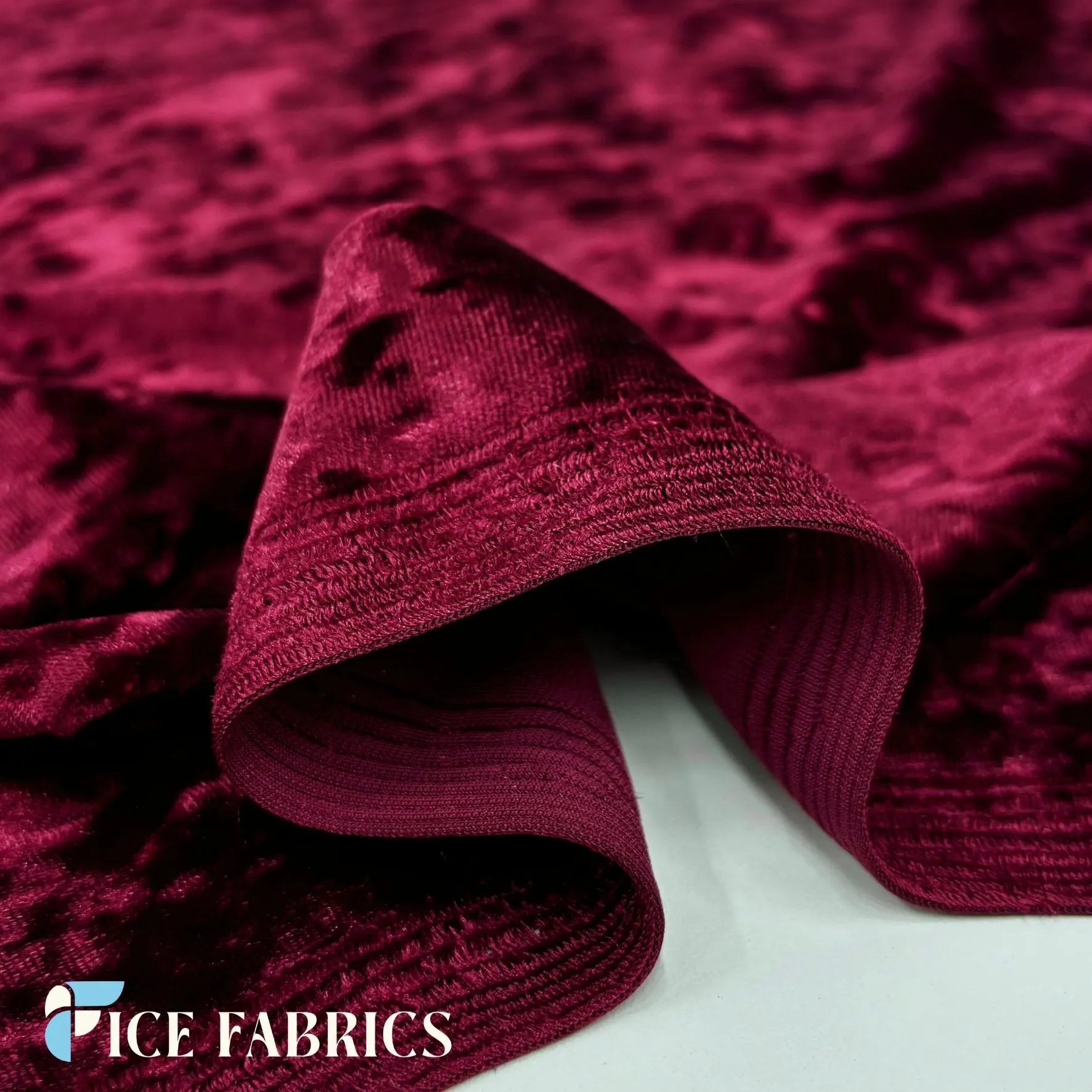 Burgundy Stretch Crushed Velvet Fabric