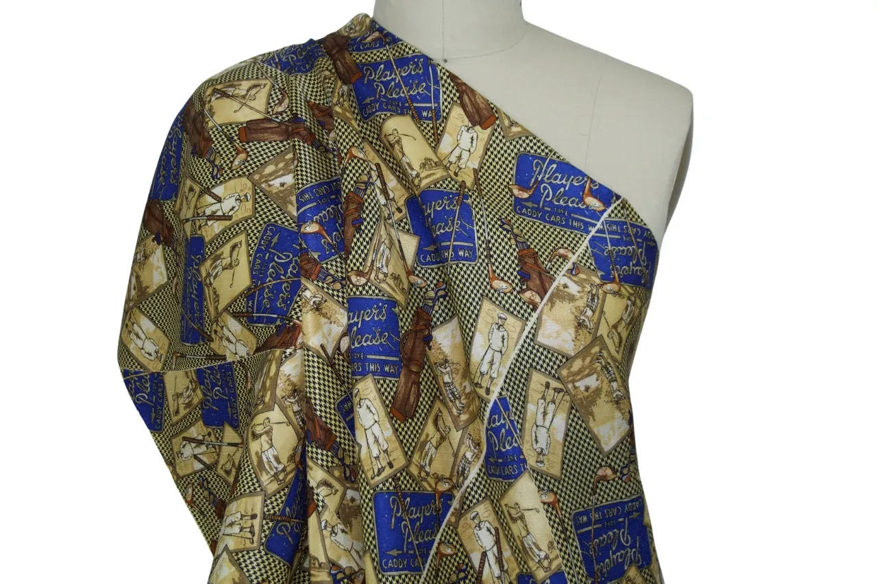 Caddy Shack Silk Twill Panel Print - Blues/Tans