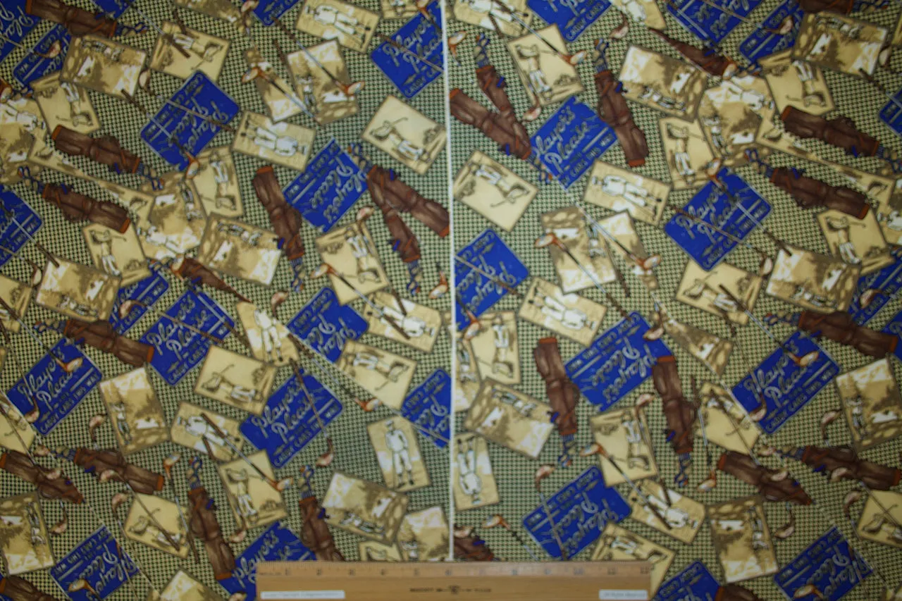 Caddy Shack Silk Twill Panel Print - Blues/Tans