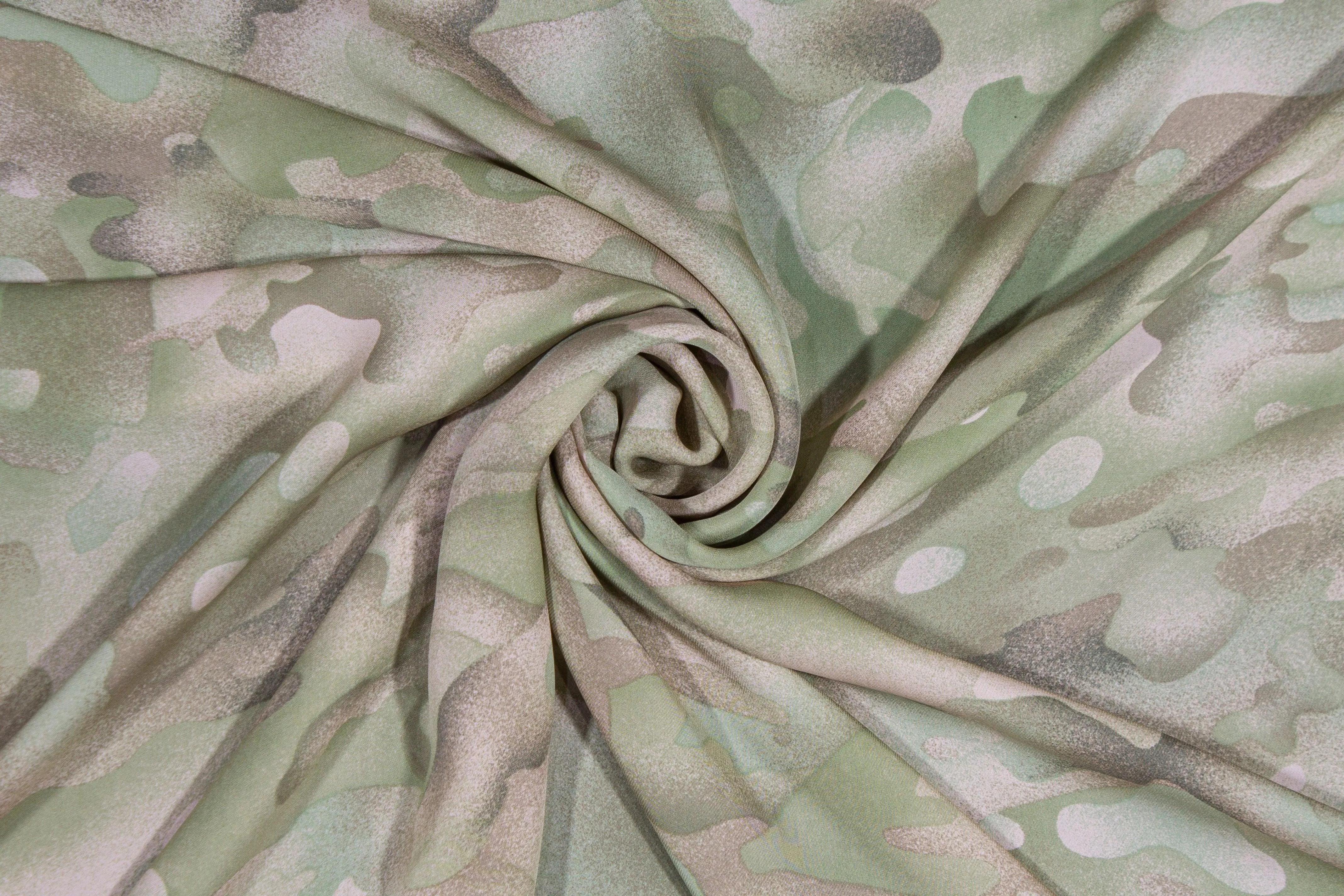 Camo Print Silk Crepe De Chine