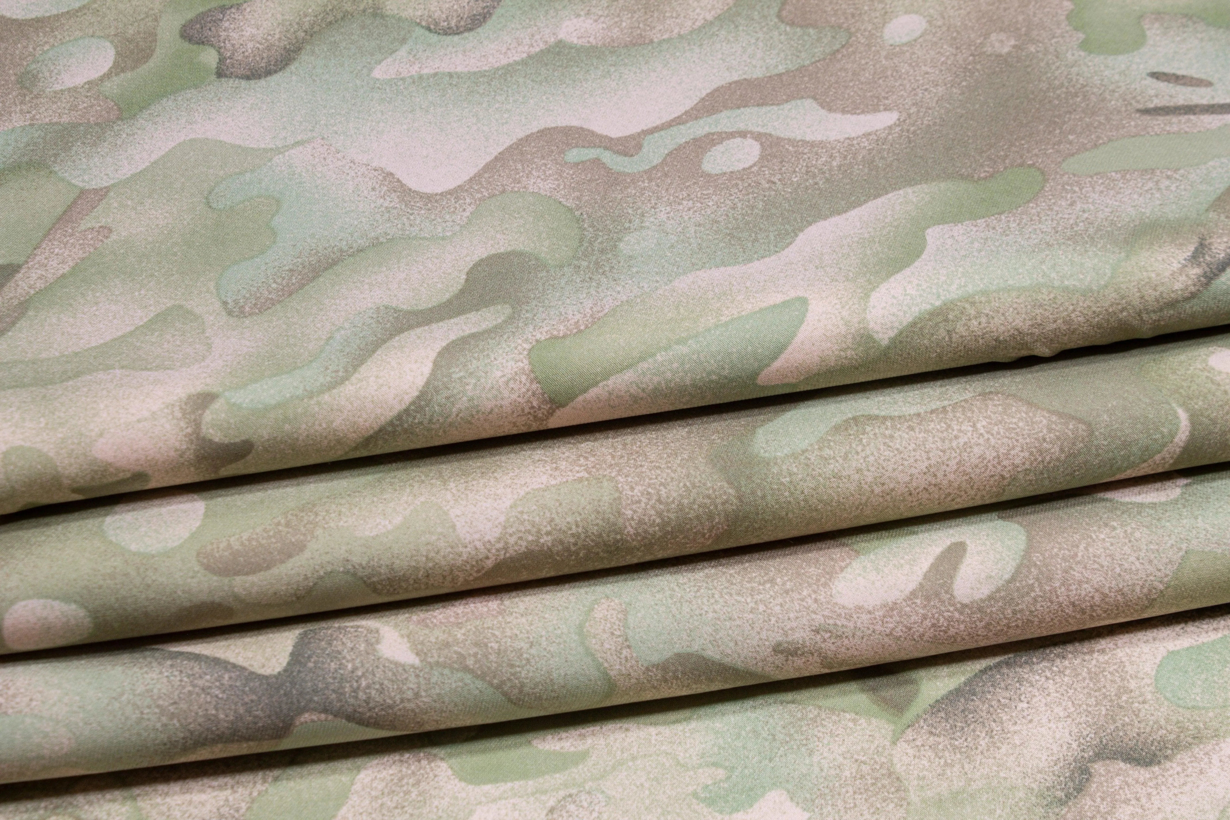 Camo Print Silk Crepe De Chine