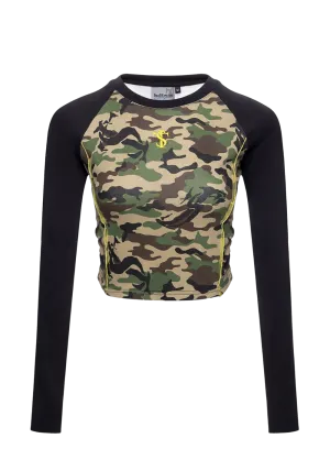 Camouflage Crop Top Long Sleeve Shirt