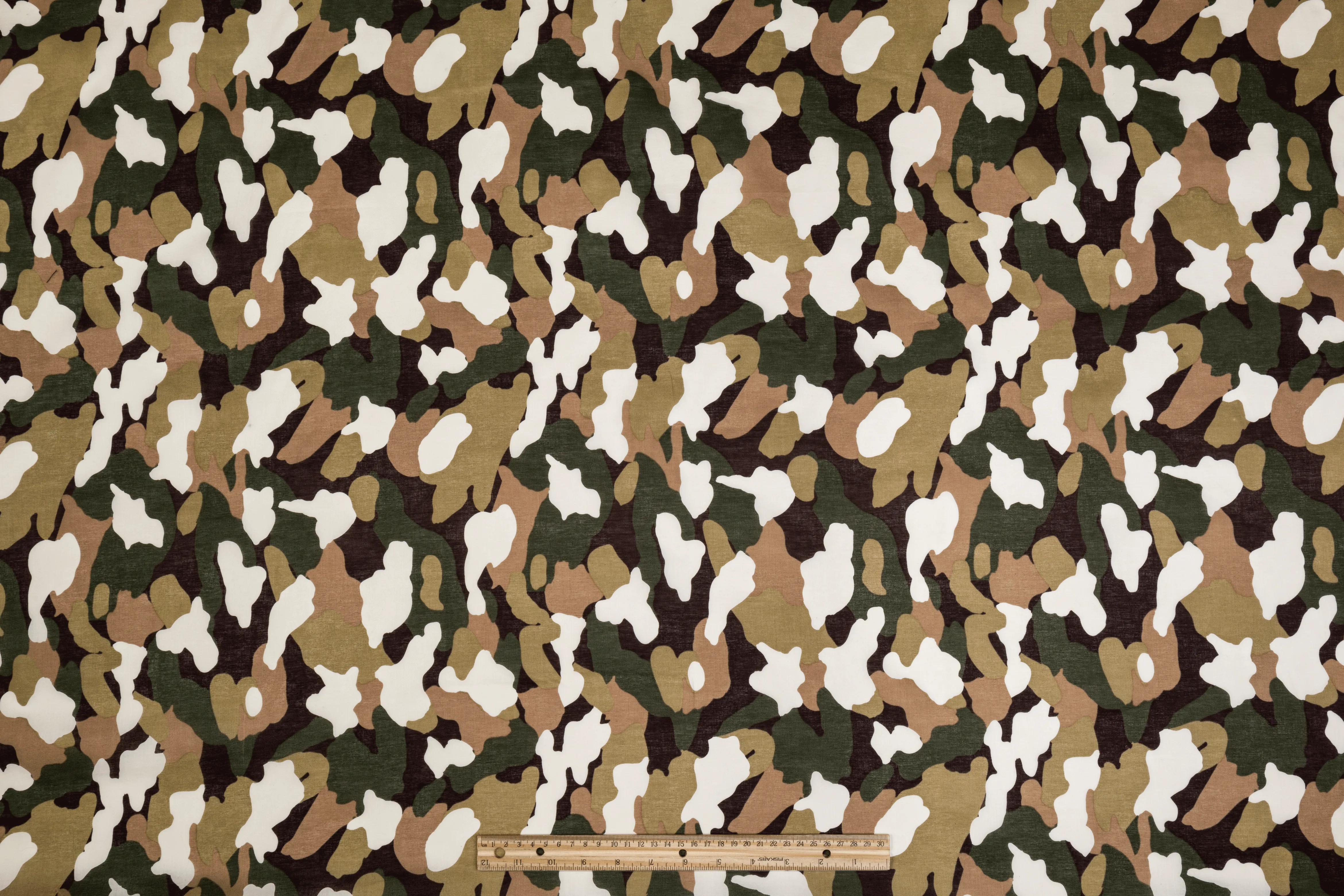 Camouflage Printed Cotton Voile - Khaki, White