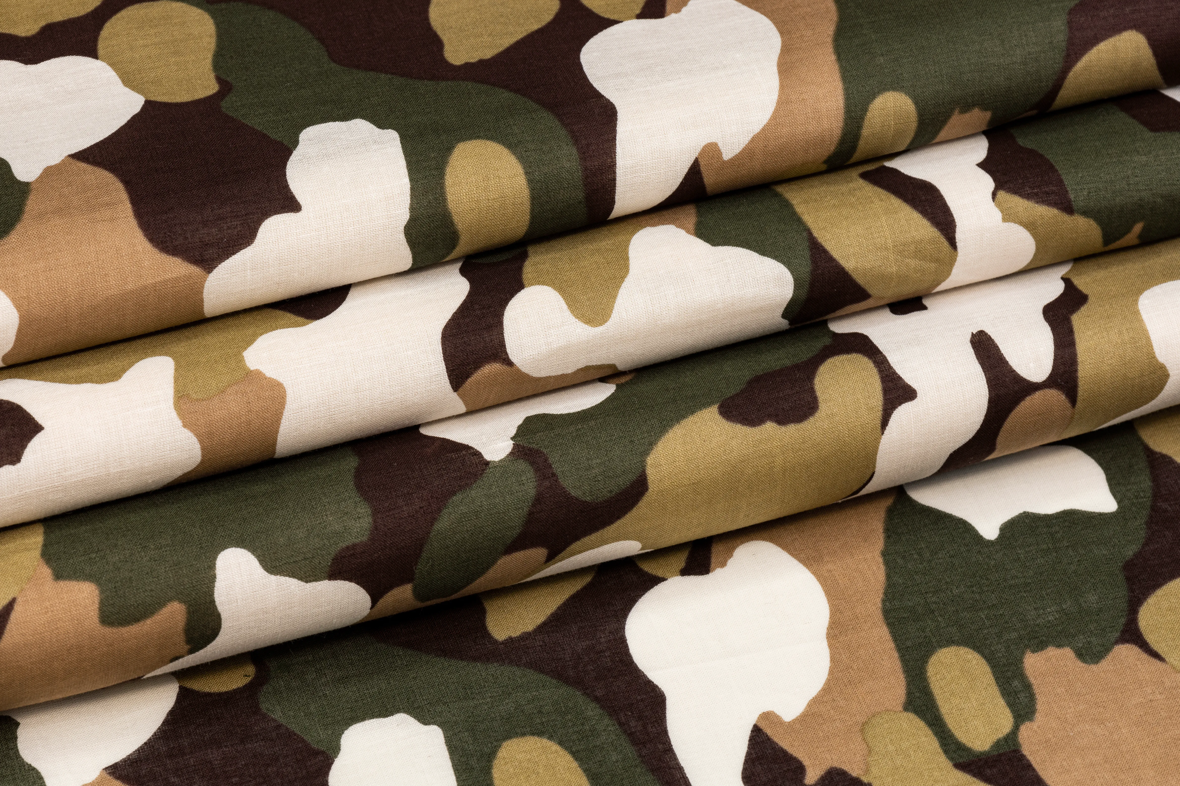 Camouflage Printed Cotton Voile - Khaki, White