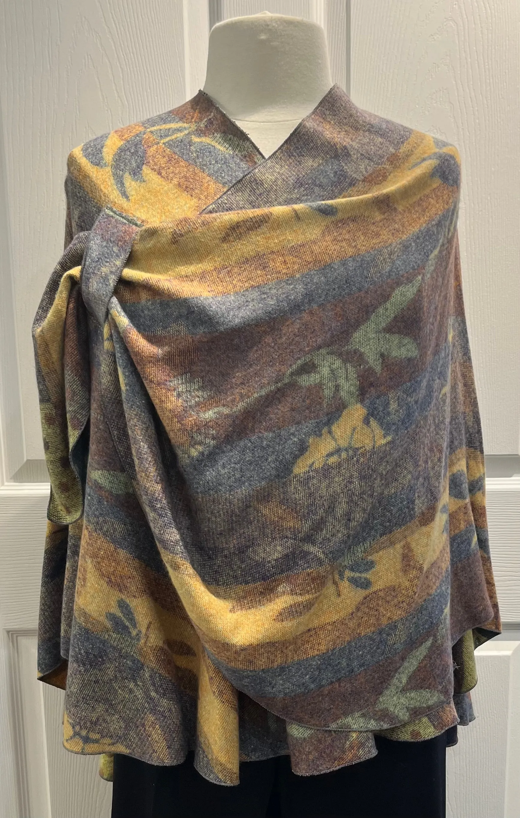 Caramel Floral Reversible Cashmere Shawl