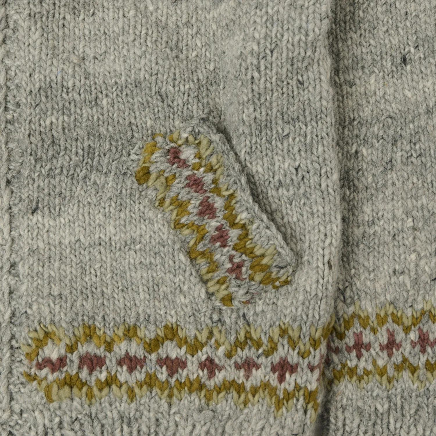 Chamula Fairisle #3 Zipper Cardigan - Pearl Grey