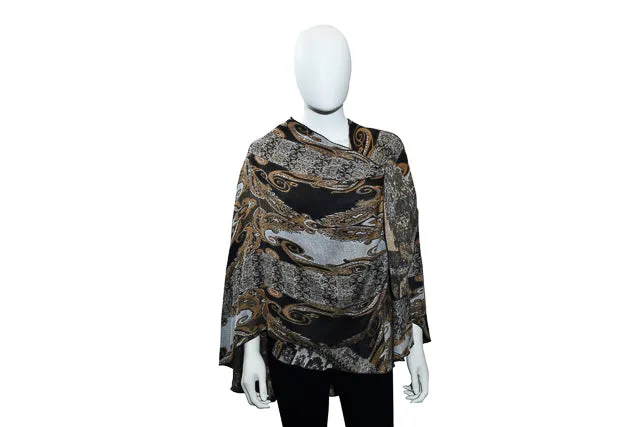 Charcoal, Taupe & Cream Reversible Cashmere Shawl