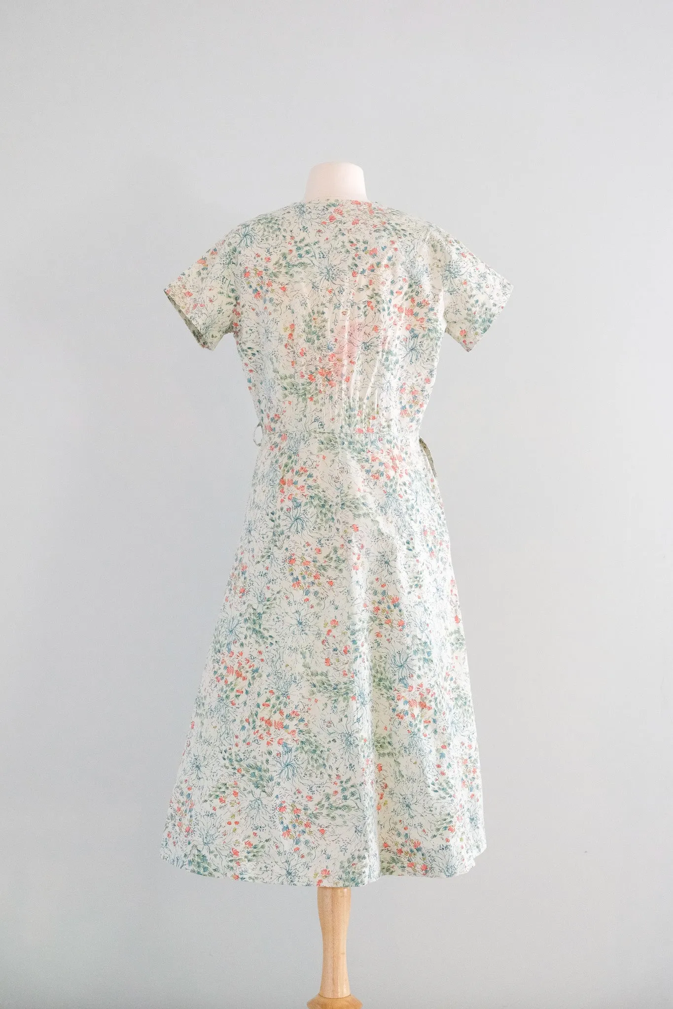 Charming 1950's Matisse's Garden Abstract Floral Cotton Day Dress / Sz M