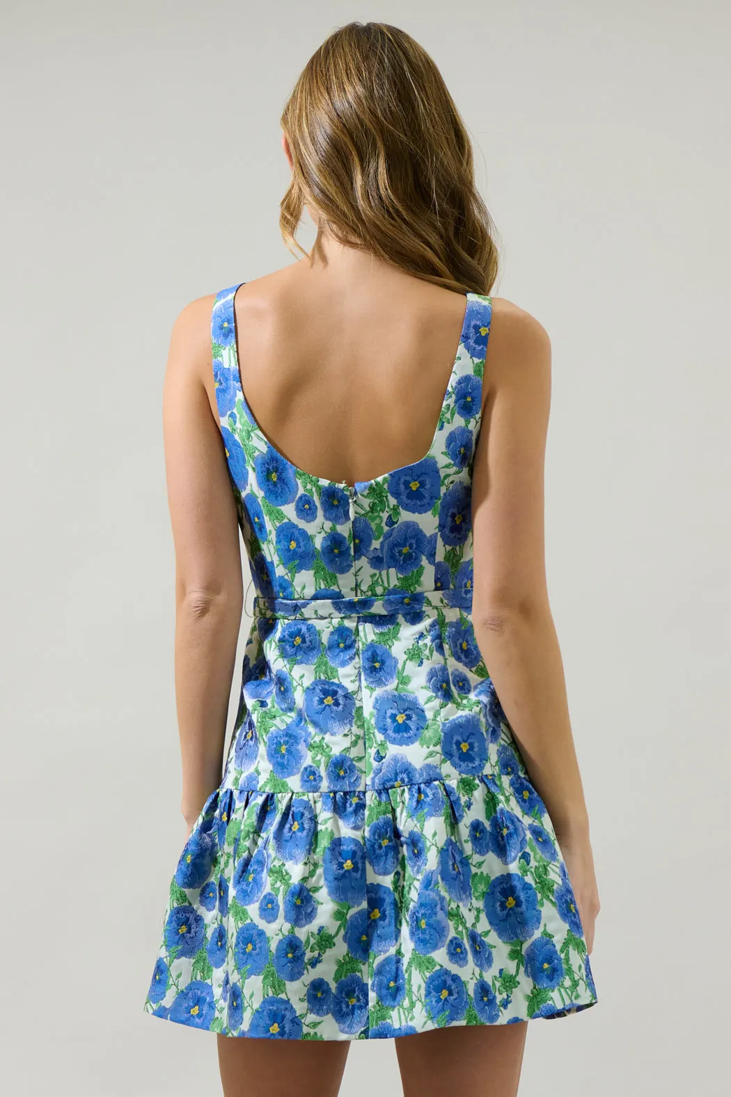 Cielo Floral Jacquard Sleeveless Mini Dress