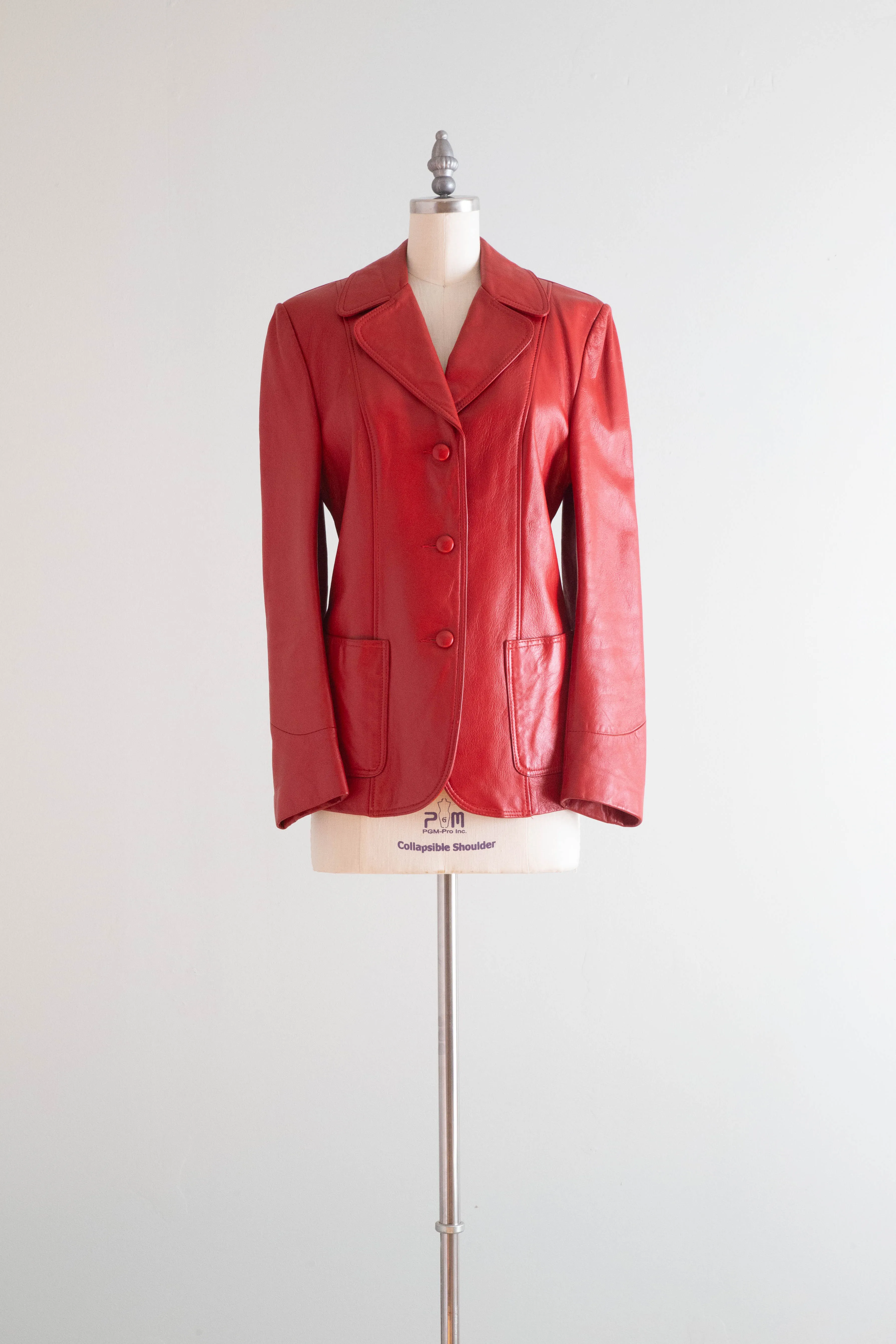 Classic 1960's Red Leather Western Style Ladies Jacket Tailored in Pendleton, OR / SM