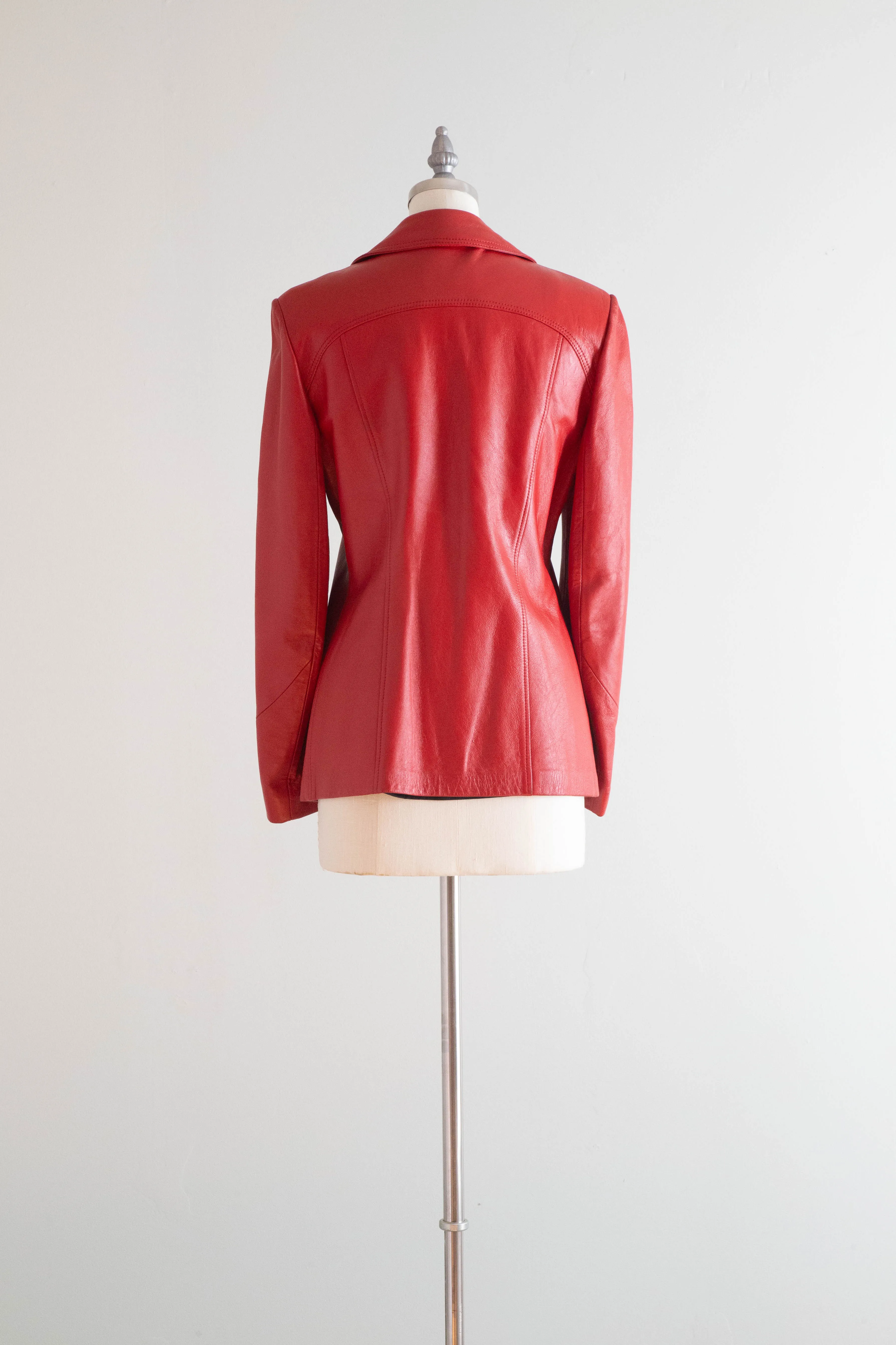 Classic 1960's Red Leather Western Style Ladies Jacket Tailored in Pendleton, OR / SM