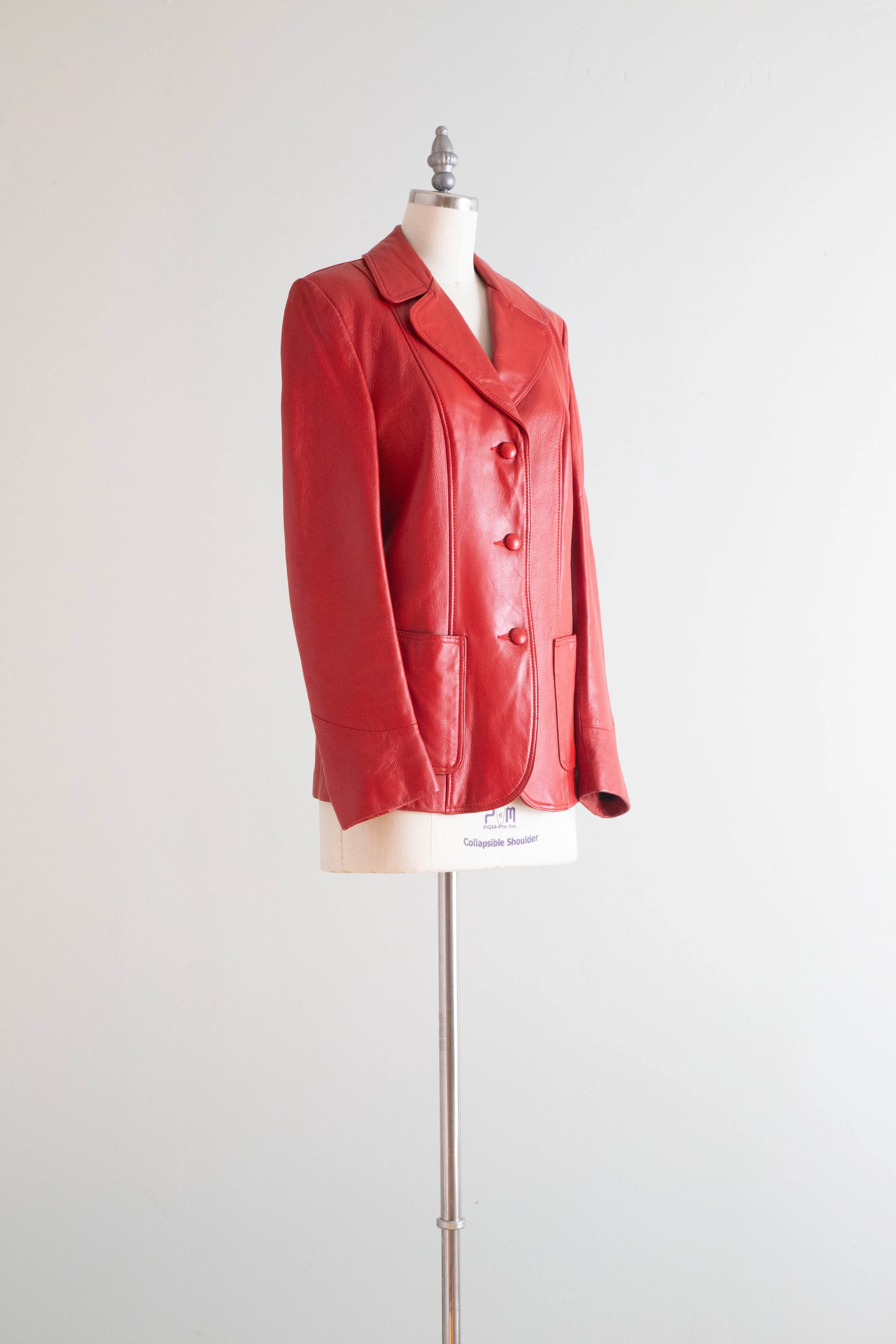 Classic 1960's Red Leather Western Style Ladies Jacket Tailored in Pendleton, OR / SM