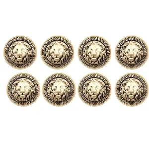 Classic Lion Vintage Shank Buttons for Coat Blazer Suit (Pack of 8)