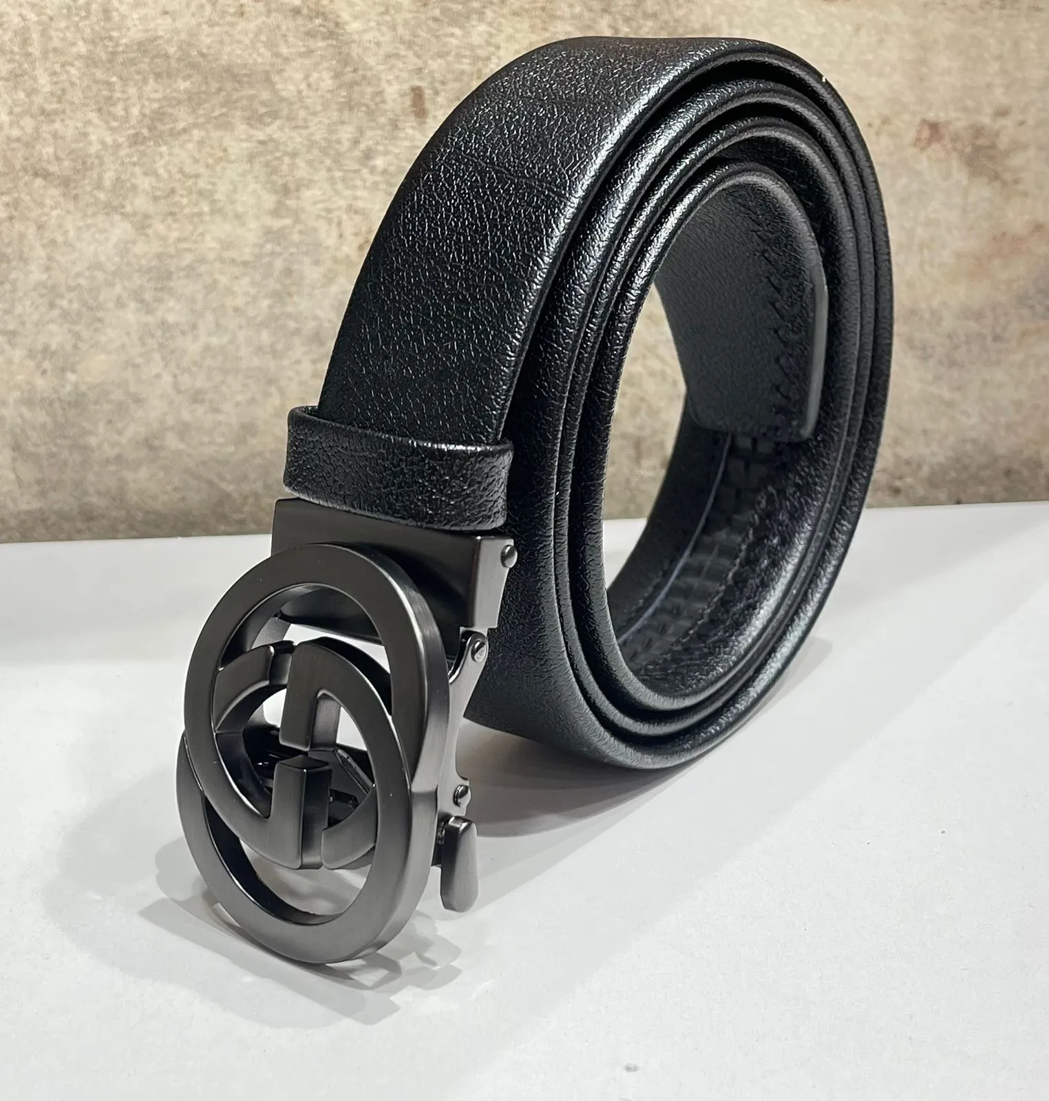 Classy GG Letter Round Buckle With High Quality Leather Belt For Men-JonasParamount