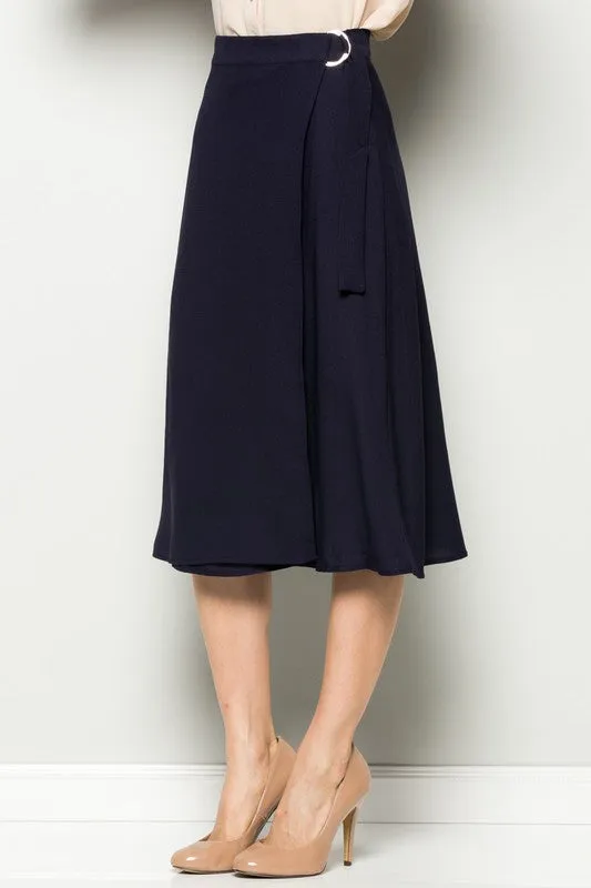 Classy Navy Wrap Skirt