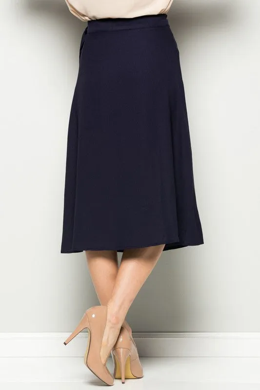 Classy Navy Wrap Skirt