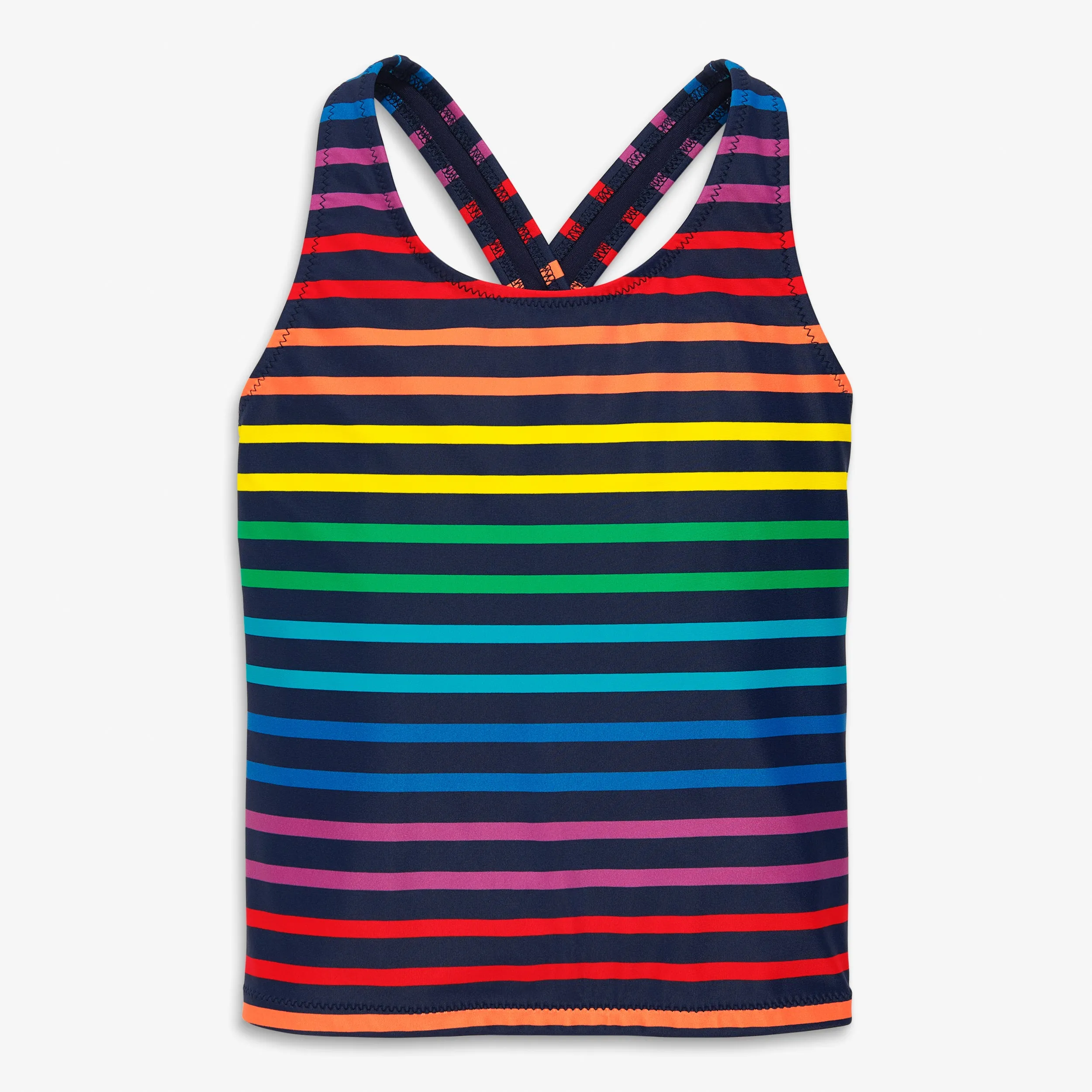 Clearance swim top in double rainbow stripe